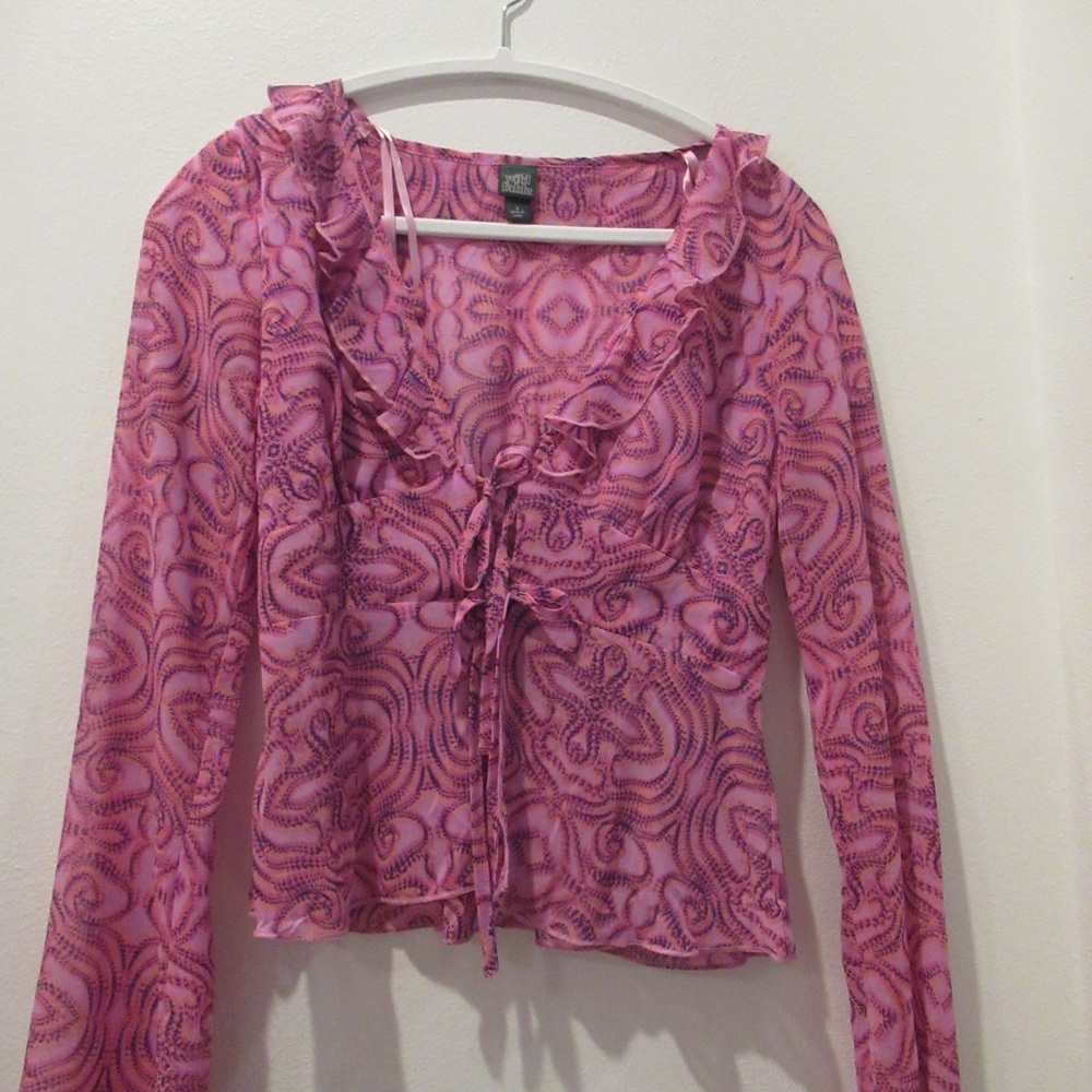 pink tied cardigan